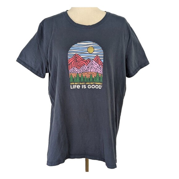 Life Is Good Life Isn’t Easy Isn't Perfect Women’s XXL Navy Blue Tee Tshirt - Picture 1 of 7